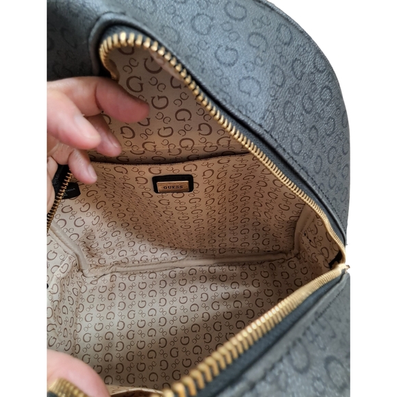 Guess Charcoal/Brown Monogram Backpack Adjustable Shoukder Straps - Picture 6 of 11